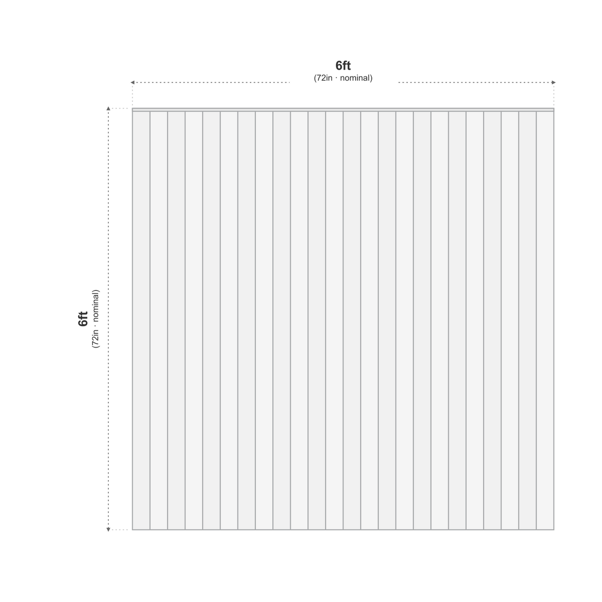 Feather Edge Panel Fully Framed 6ft x 6ft dimensions diagram