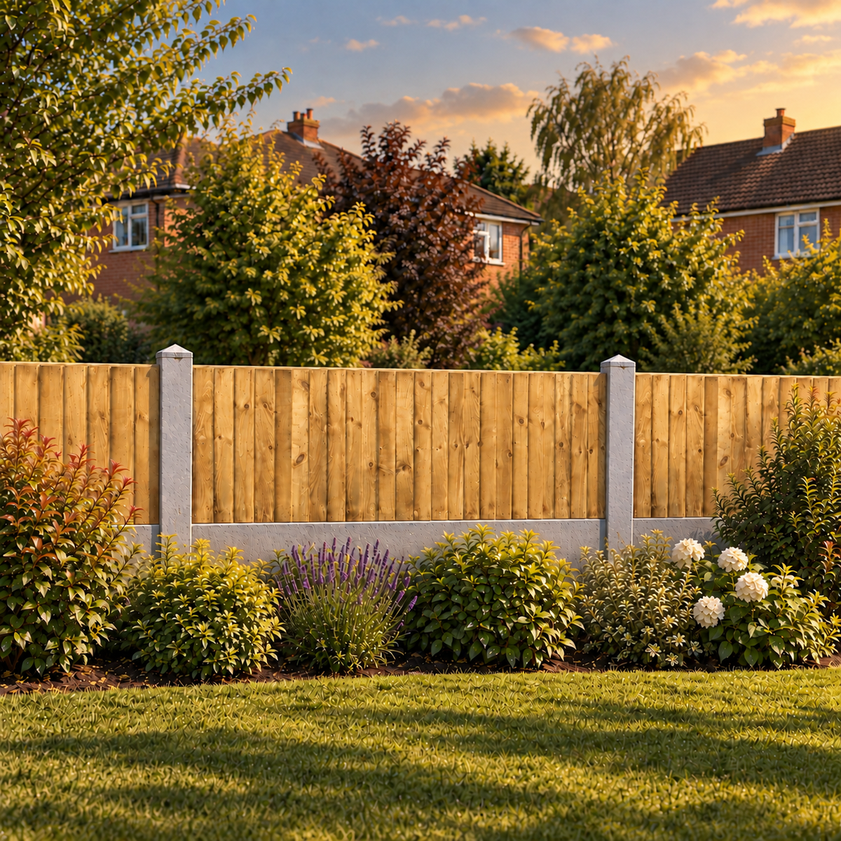 Feather Edge Panel 6ft x 2ft – evening garden view