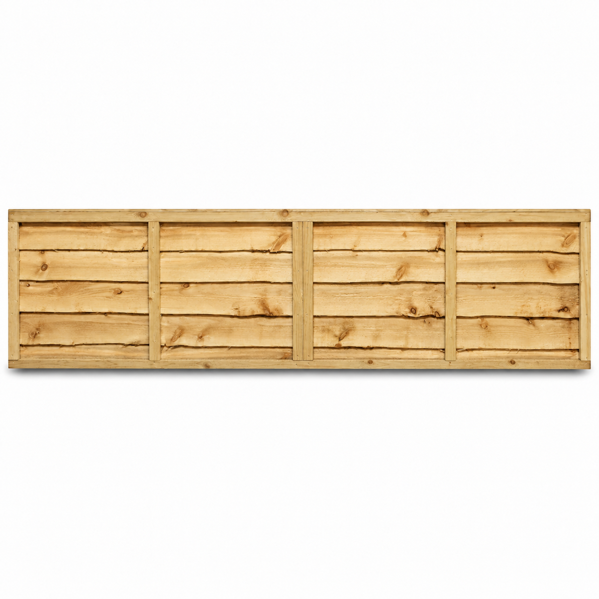 Waney Lap Panels Five Bar Fully Framed 6ft x 2ft – front on white