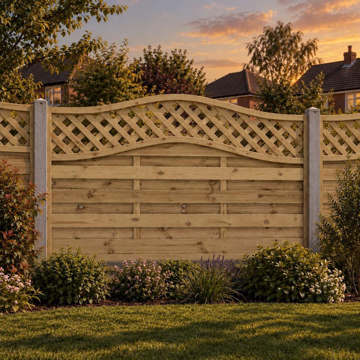European Panel Model 33 6ft x 3ft 1828x900 – evening garden view