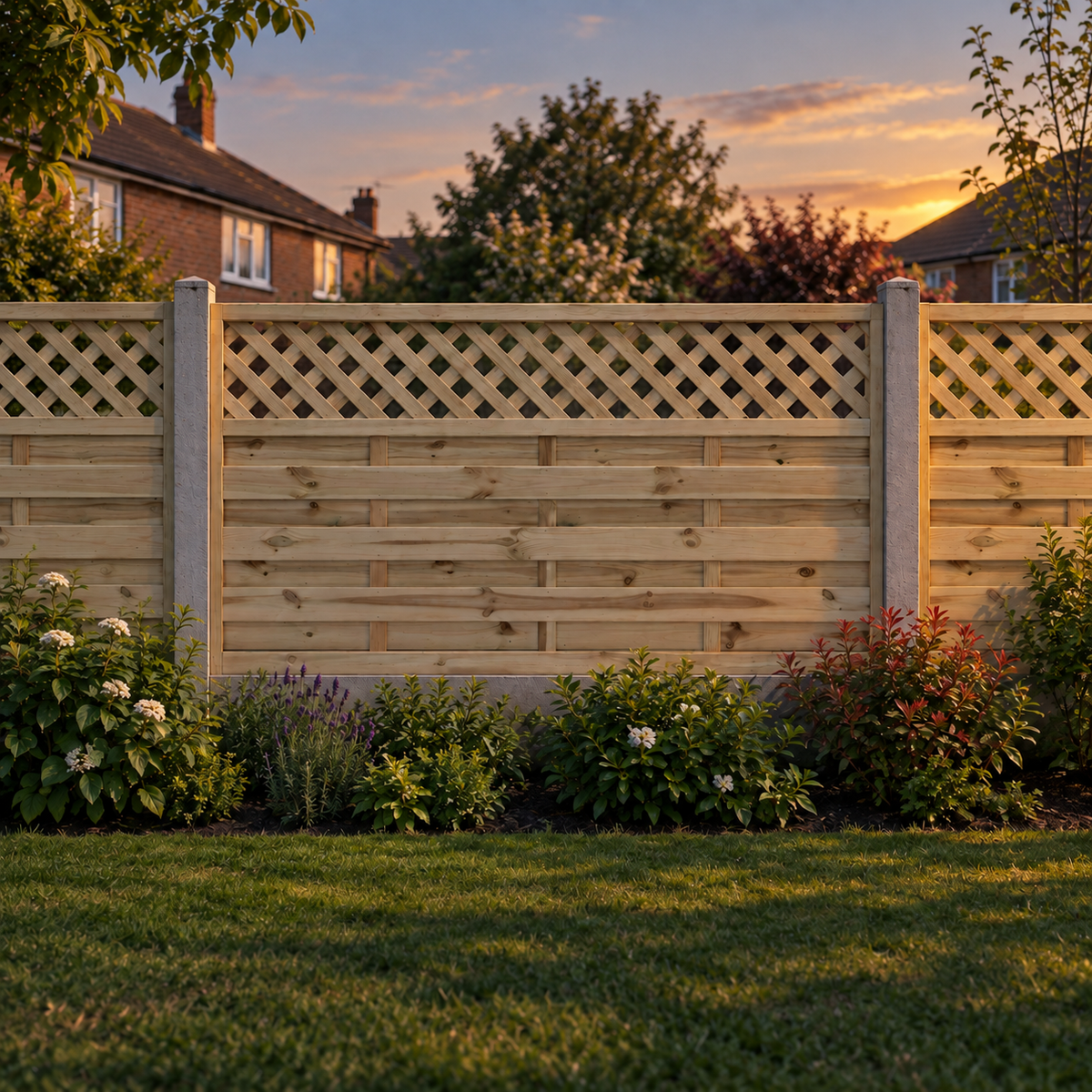 European Panel Model 4 6ft x 3ft 1828x900 – evening garden view