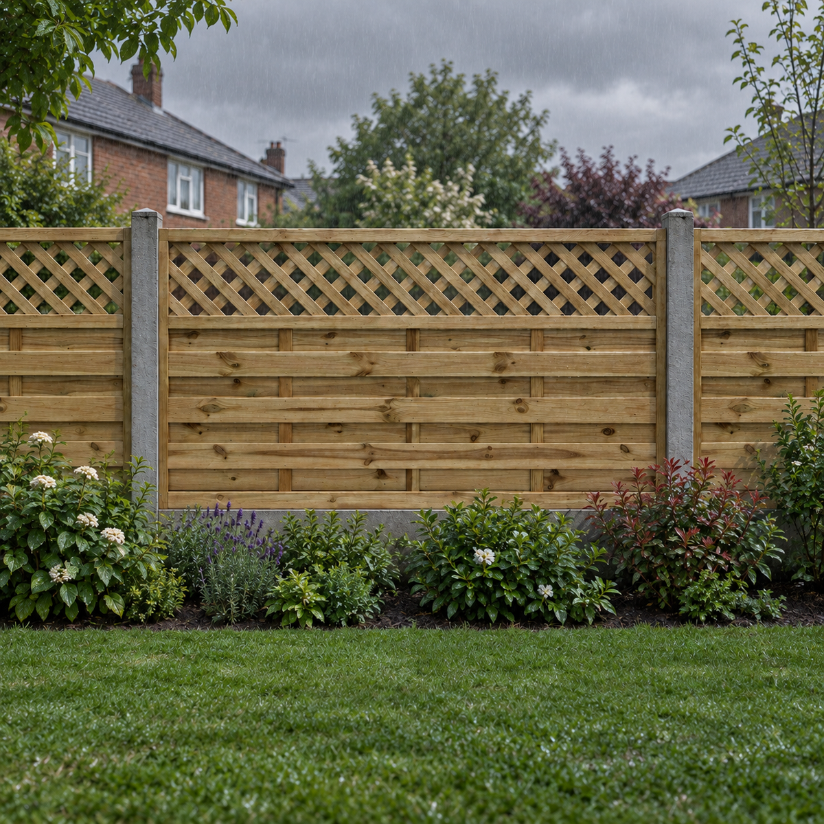 European Panel Model 4 6ft x 3ft 1828x900 – rain garden view