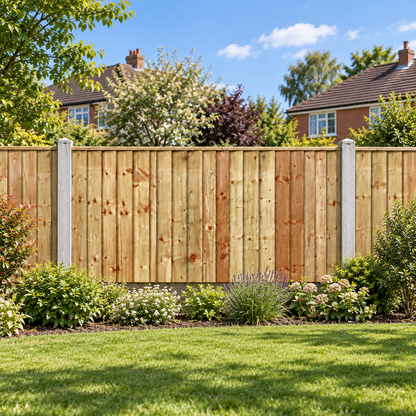 Feather Edge Panel Fully Framed 6ft x 3ft – day garden view