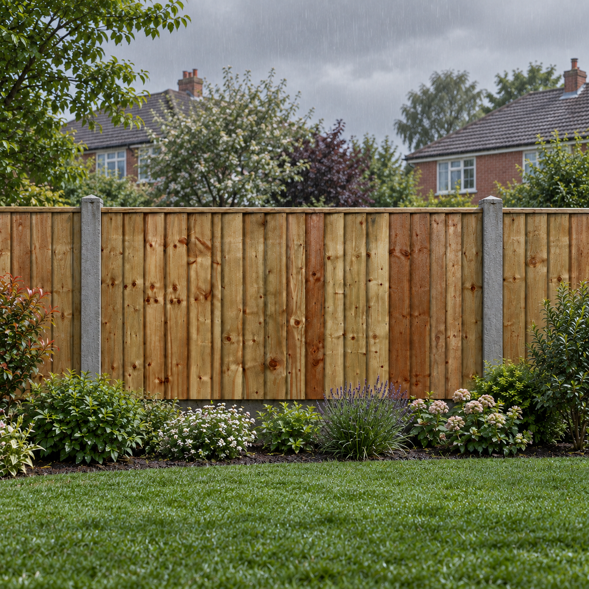 Feather Edge Panel Fully Framed 6ft x 3ft – rain garden view