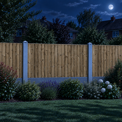 Feather Edge Panel 6ft x 3ft – night garden view