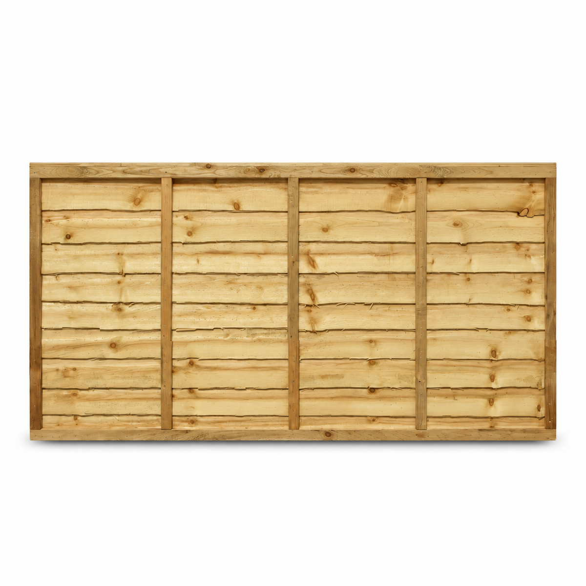 Waney Lap Panels Five Bar Fully Framed 6ft x 3ft – front on white