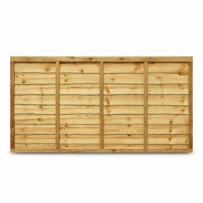 Waney Lap Panels Five Bar Fully Framed 6ft x 3ft – front on white