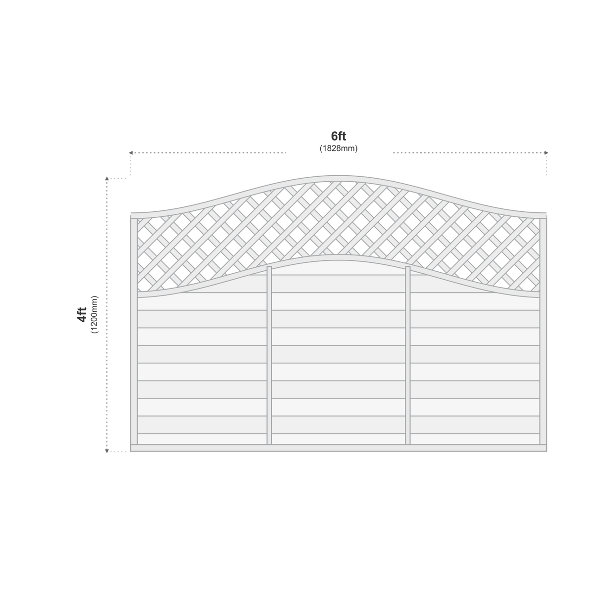 European Panel Model 33 6ft x 4ft 1828x1200 dimensions diagram
