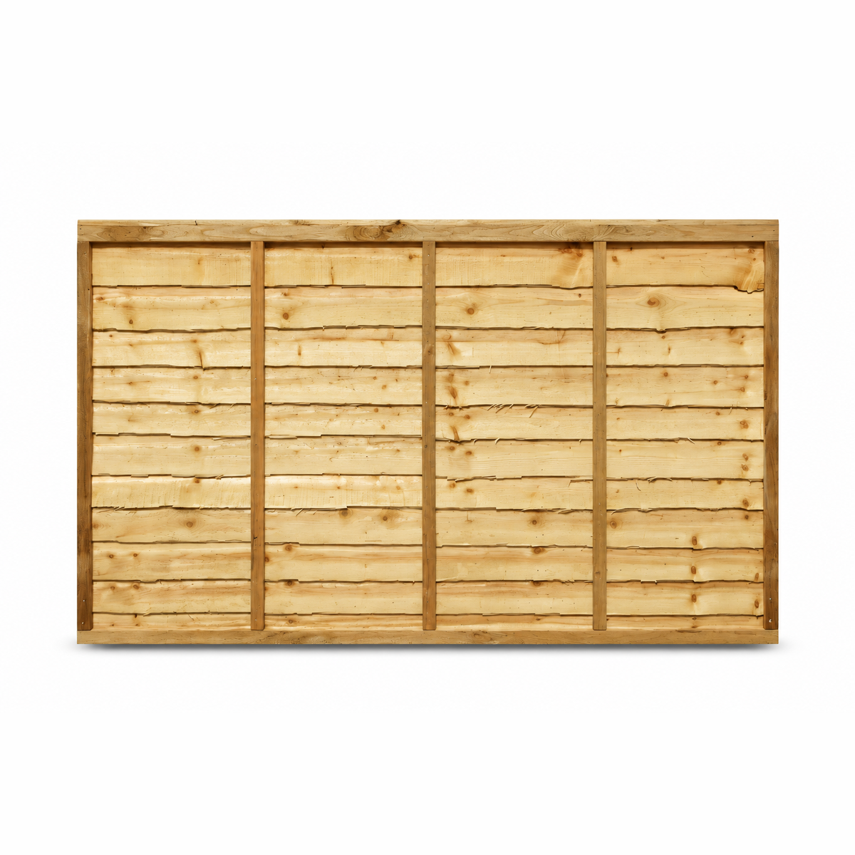 Waney Lap Panels Five Bar Fully Framed 6ft x 4ft – front on white