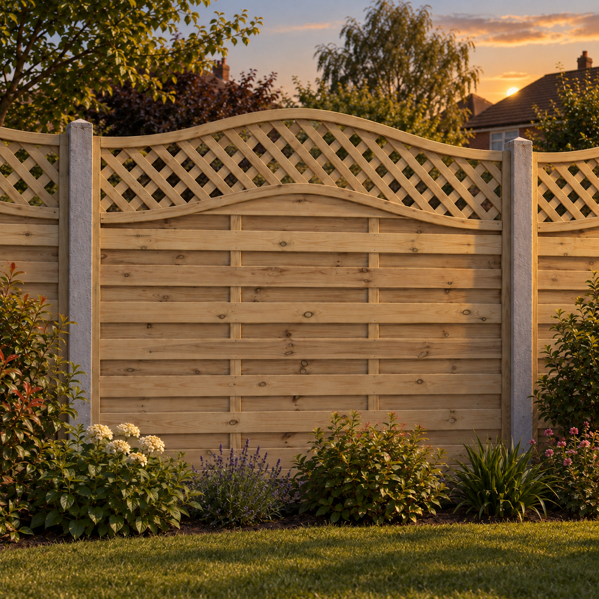 European Panel Model 33 6ft x 5ft 1828x1500 – evening garden view