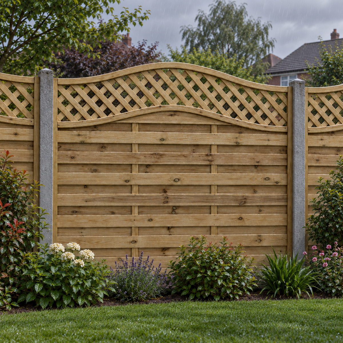 European Panel Model 33 6ft x 5ft 1828x1500 – rain garden view