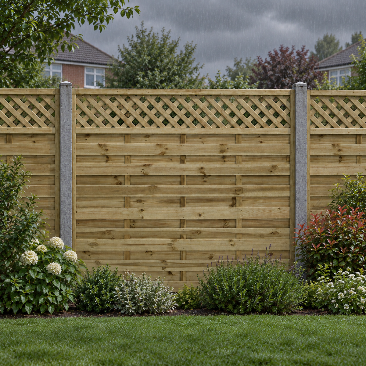 European Panel Model 4 6ft x 5ft 1828x1500 – rain garden view