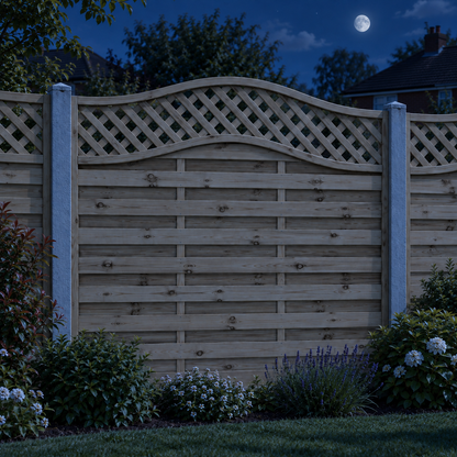 European Panel Model 33 6ft x 6ft 1828x1800 – night garden view
