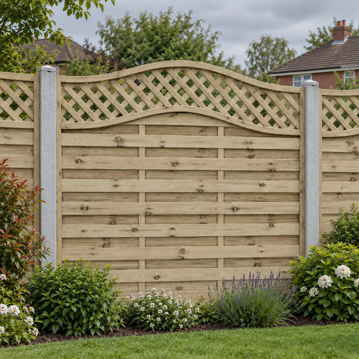 European Panel Model 33 6ft x 6ft 1828x1800 – overcast garden view