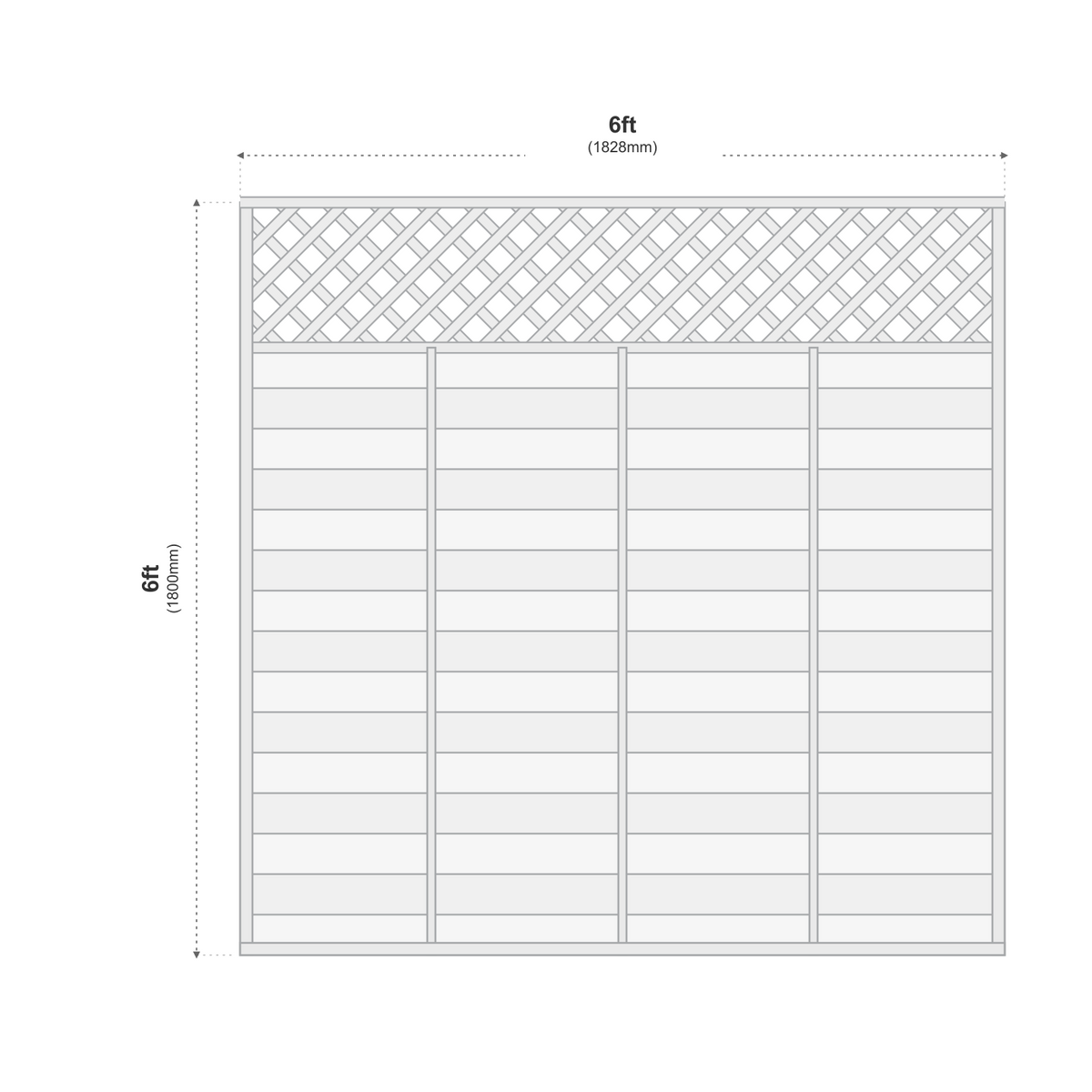 European Panel Model 4 6ft x 6ft 1828x1800 dimensions diagram