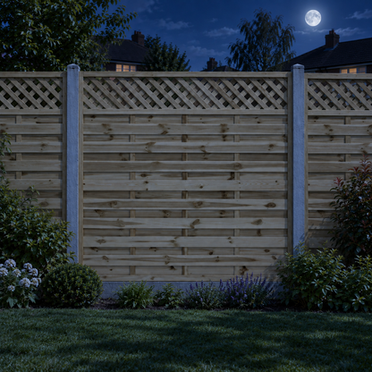 European Panel Model 4 6ft x 6ft 1828x1800 – night garden view