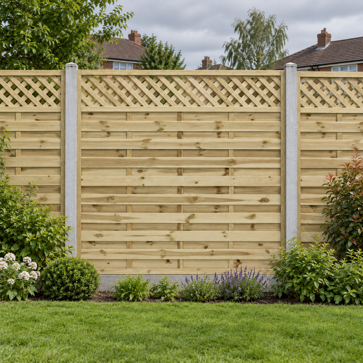European Panel Model 4 6ft x 6ft 1828x1800 – overcast garden view