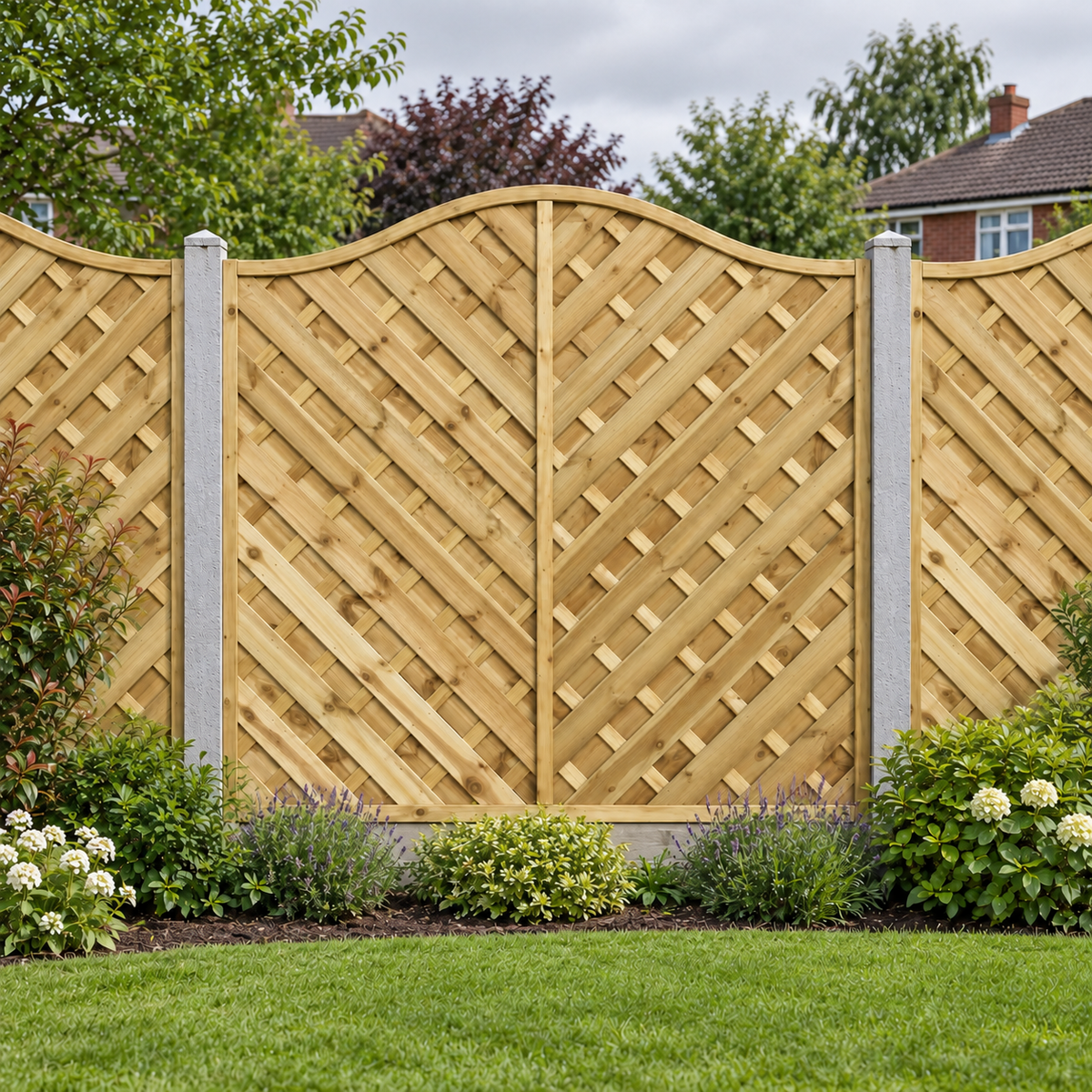 European Panel Model 38, 6 ft wide × 6 ft high, overcast garden