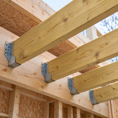C16 timber joists in a garden build