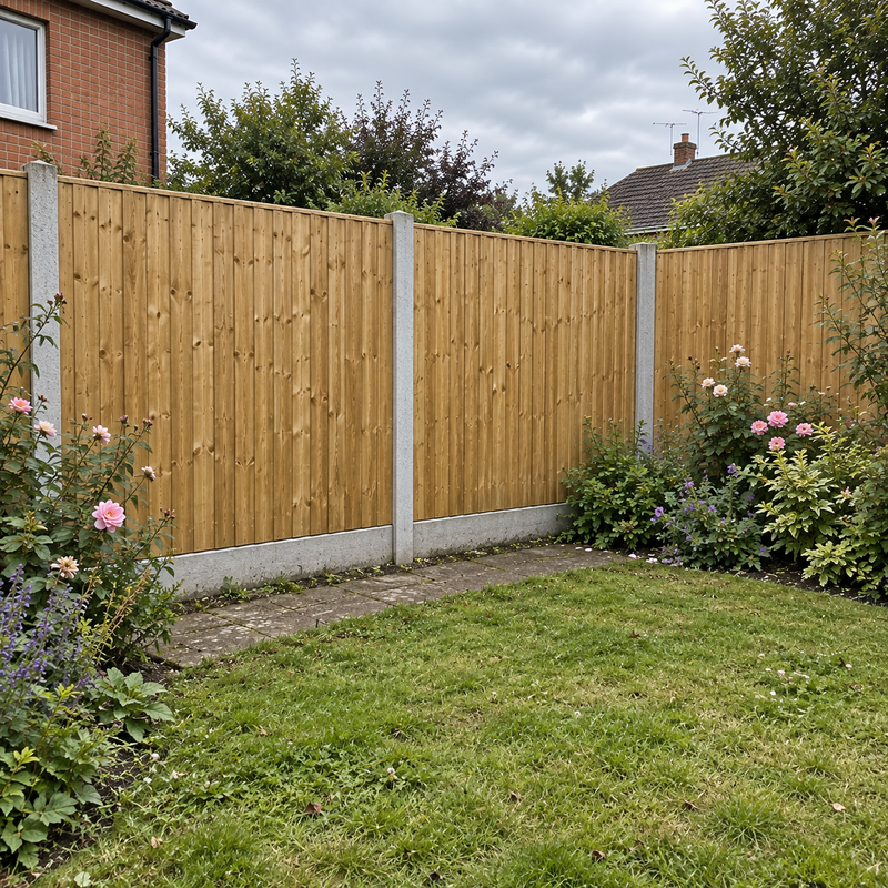 Customer garden with a feather edge fence
