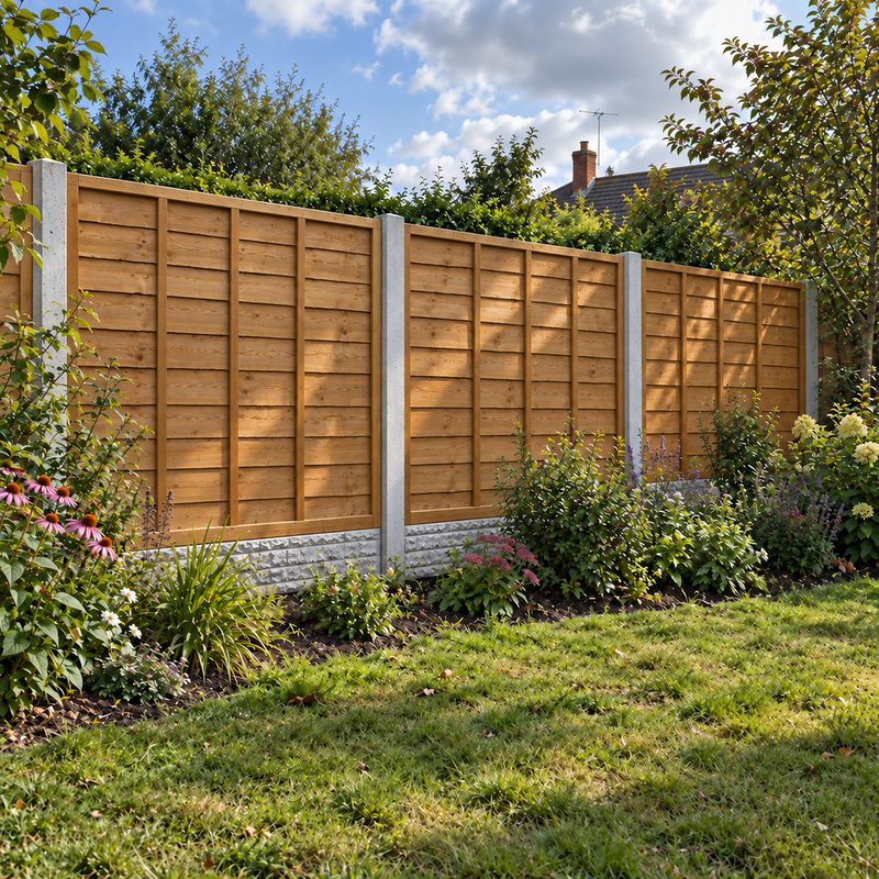 Customer garden with a waney lap fence