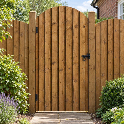 Dome Feather Edge Gate 6ft x 3ft – day garden view