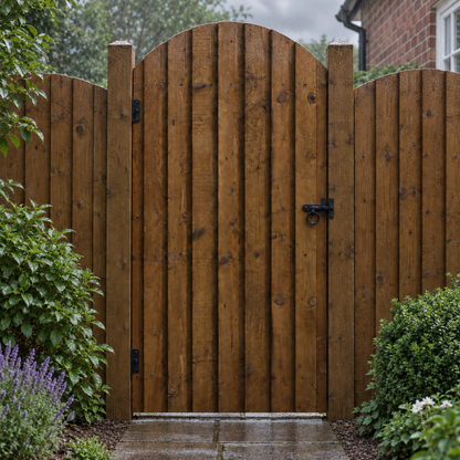 Dome Feather Edge Gate 6ft x 3ft – rain garden view