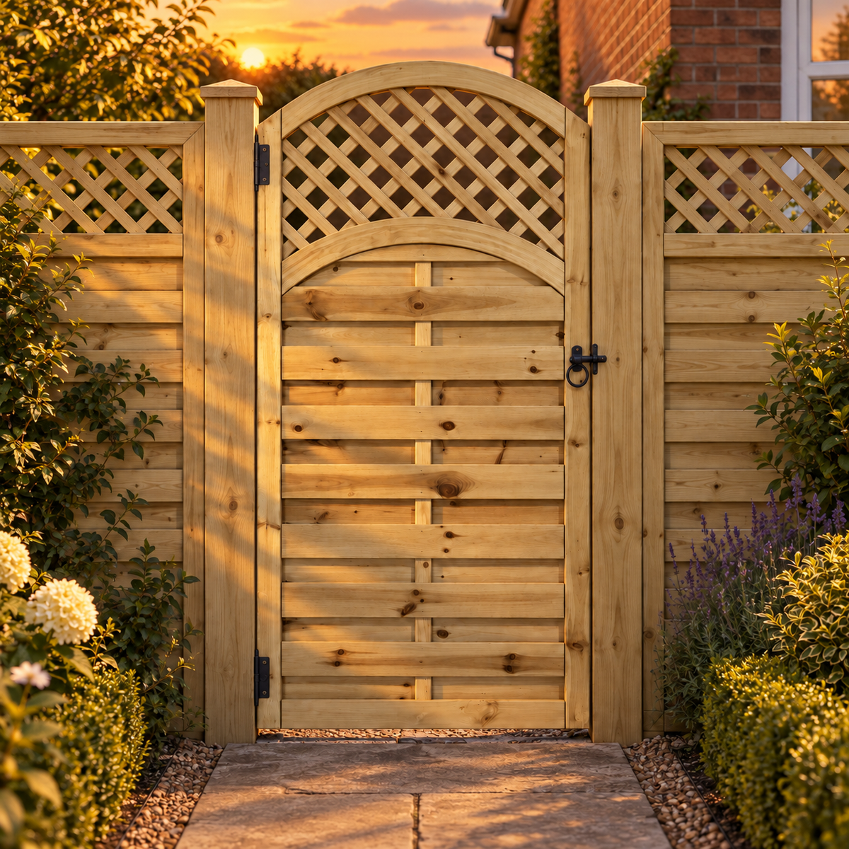 European Gate 6ft x 3ft – evening garden view