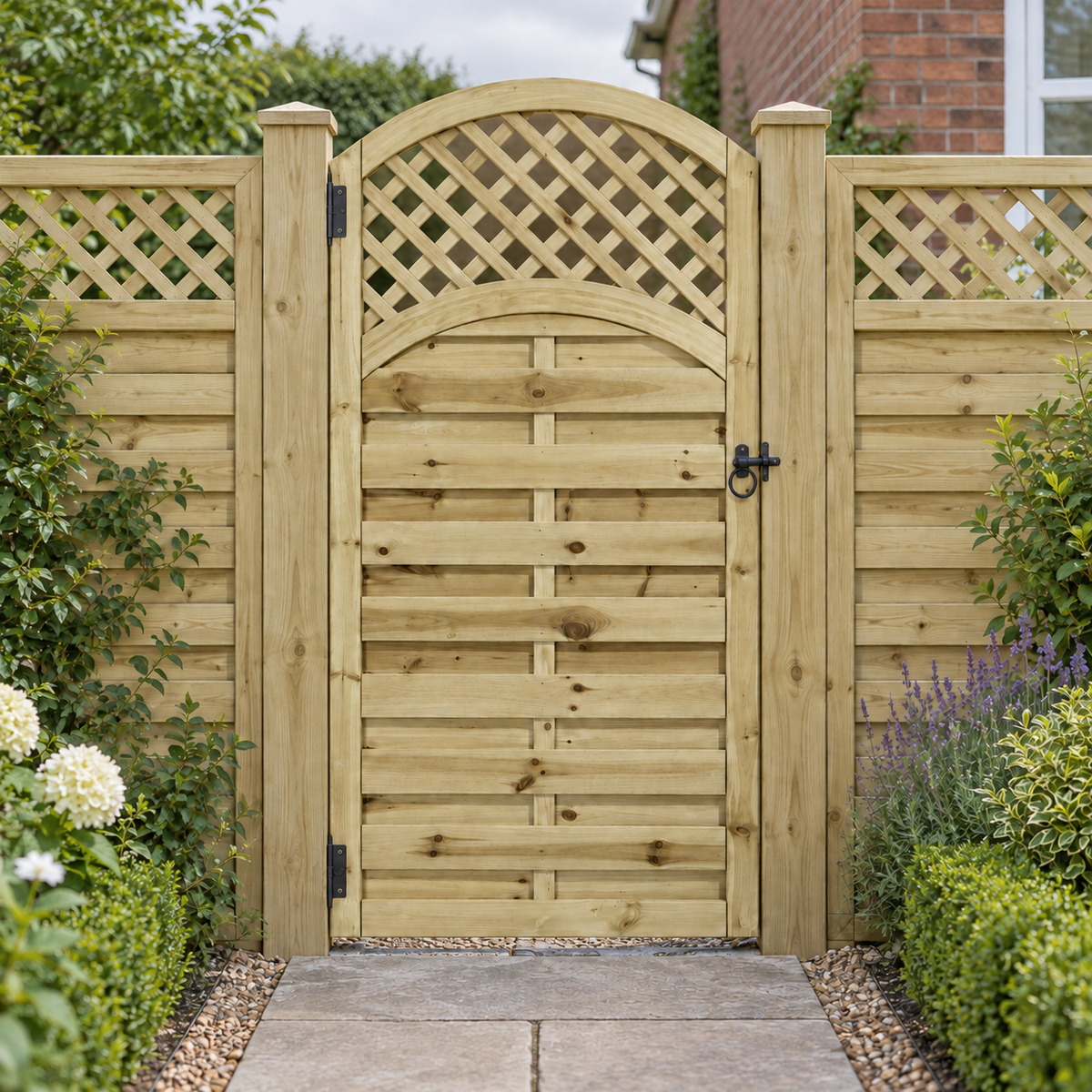 European Gate 6ft x 3ft – overcast garden view