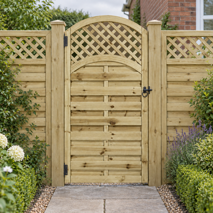 European Gate 6ft x 3ft – overcast garden view