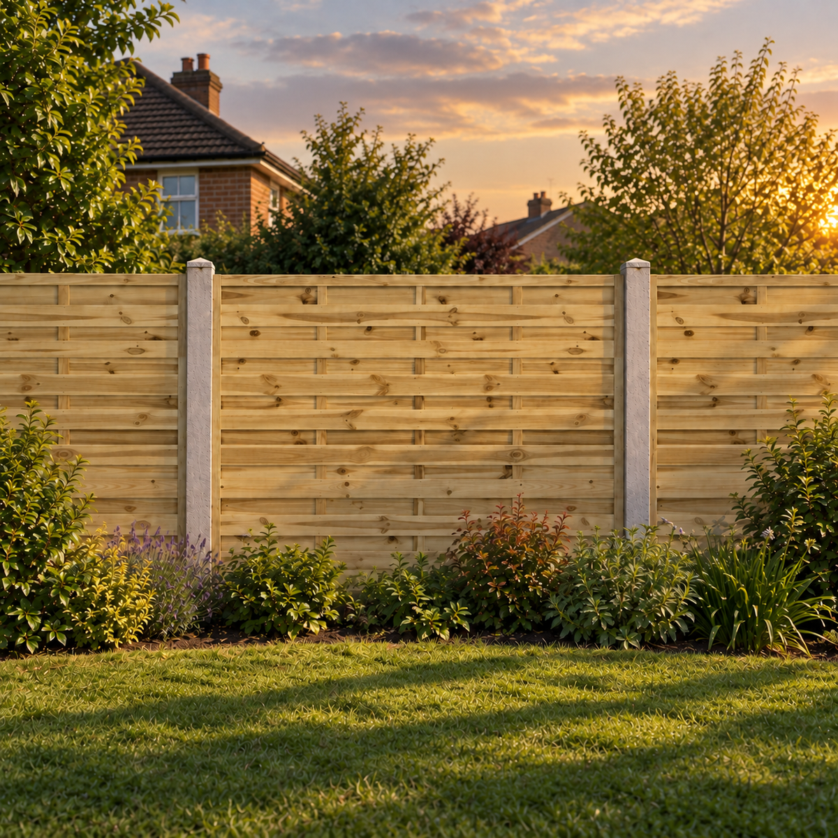 European Panel Model 1 6ft x 4ft 1828 x 1200 – evening garden view