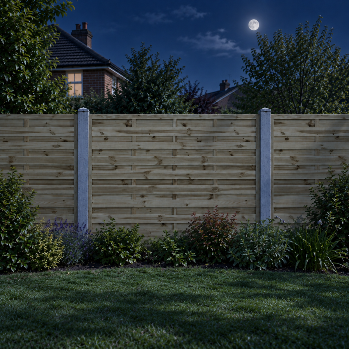 European Panel Model 1 6ft x 4ft 1828 x 1200 – night garden view