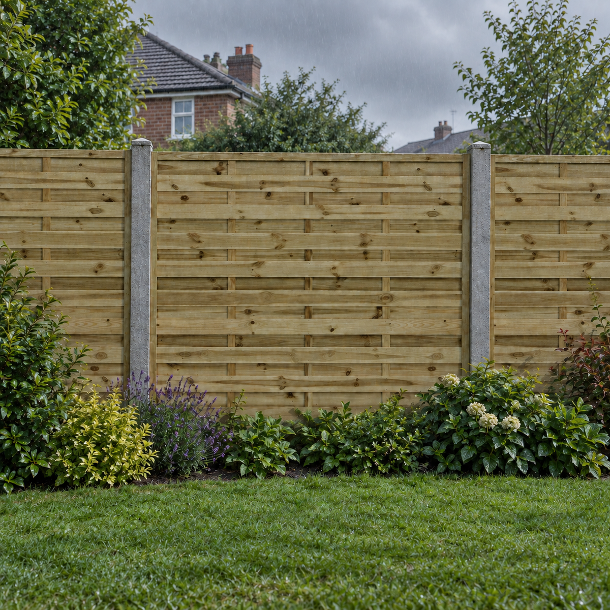 European Panel Model 1 6ft x 5ft 1828 x 1500 – rain garden view