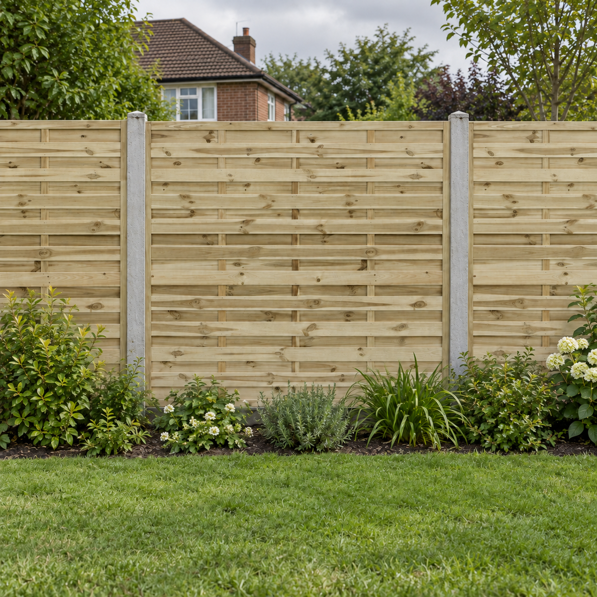 European Panel Model 1 6ft x 6ft 1828 x 1800 – overcast garden view