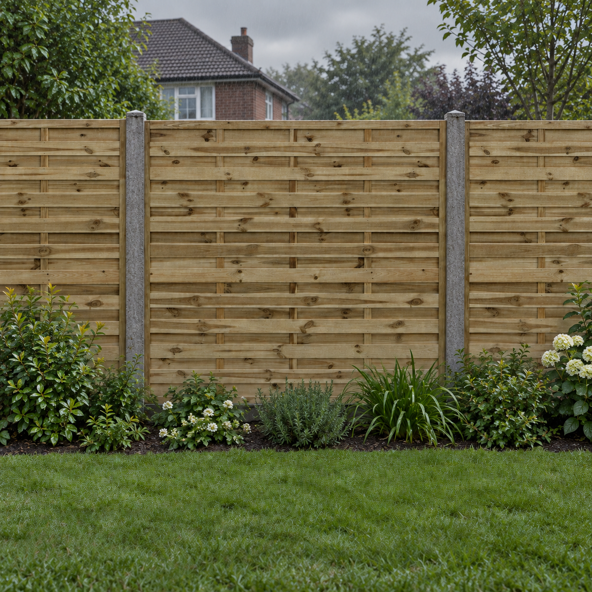 European Panel Model 1 6ft x 6ft 1828 x 1800 – rain garden view