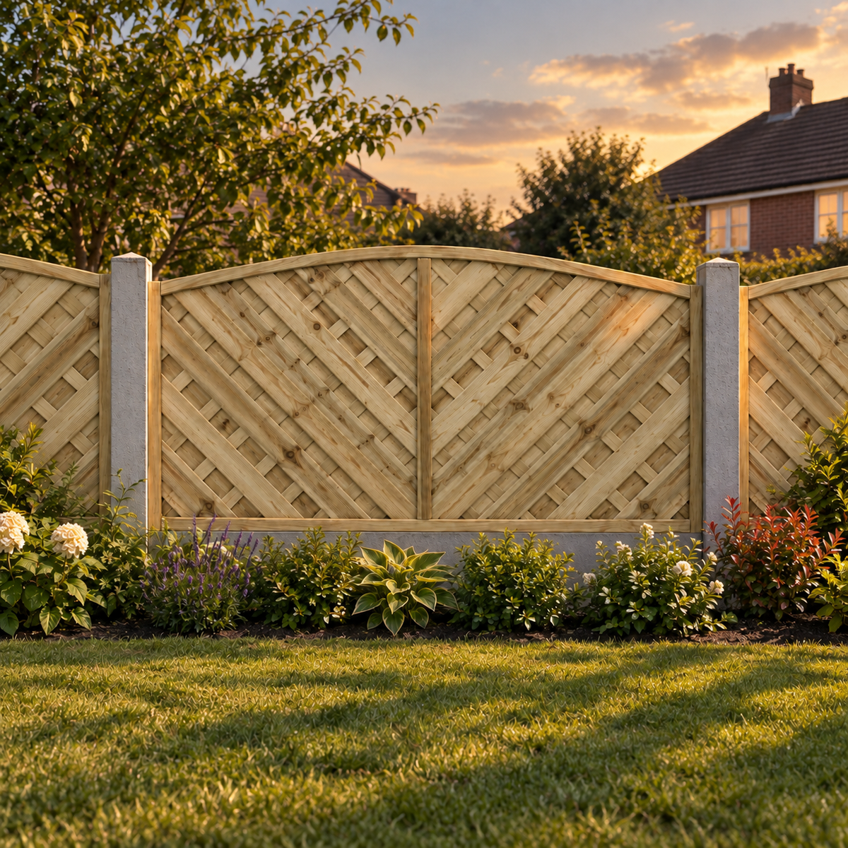European Panel Model 14 6ft x 3ft 1828 x 900 – evening garden view