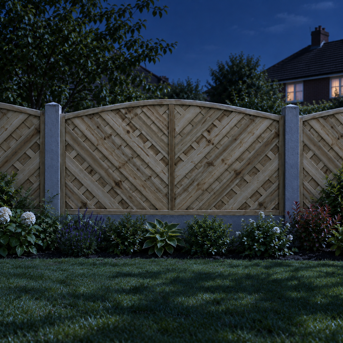 European Panel Model 14 6ft x 3ft 1828 x 900 – night garden view