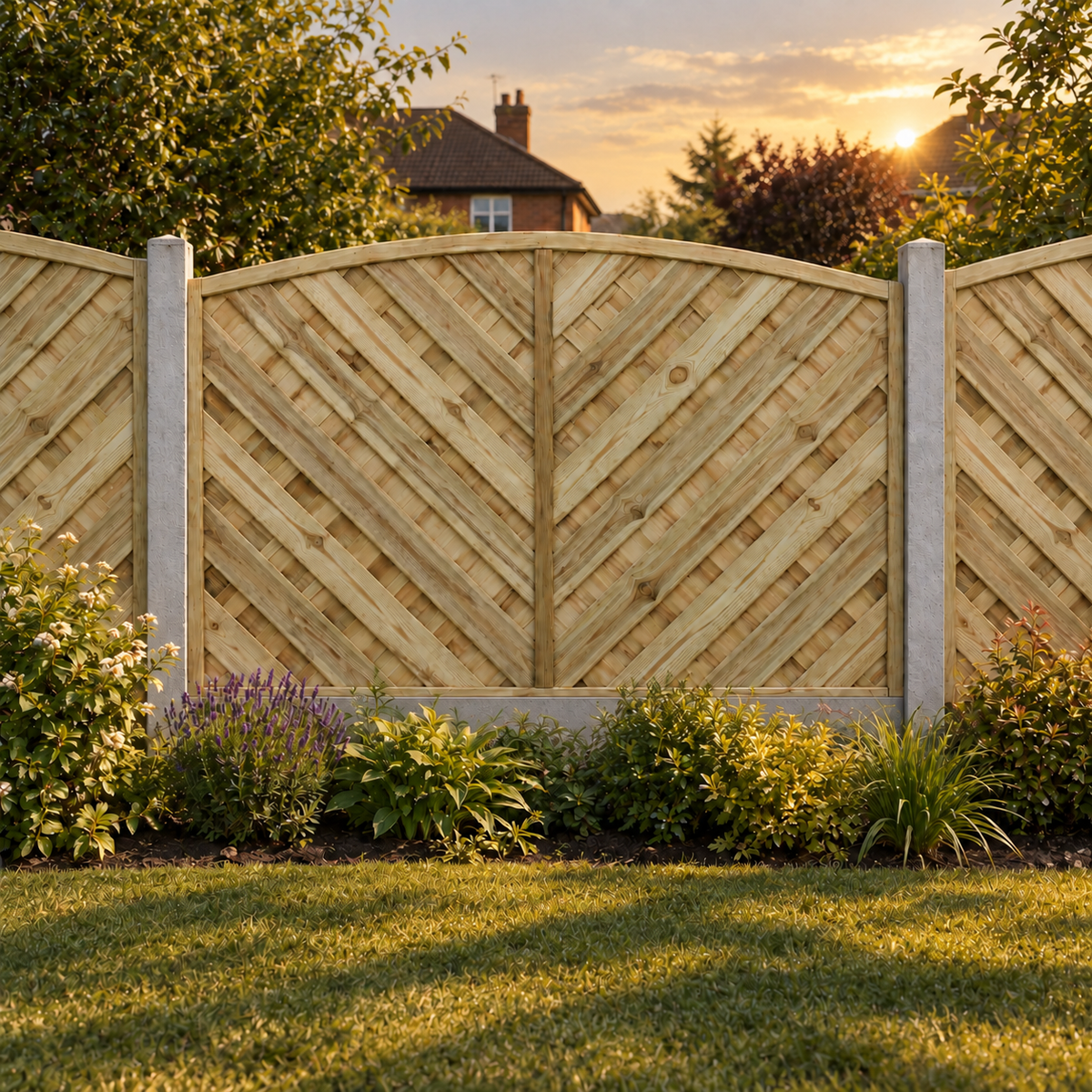 European Panel Model 14 6ft x 4ft 1828 x 1200 – evening garden view