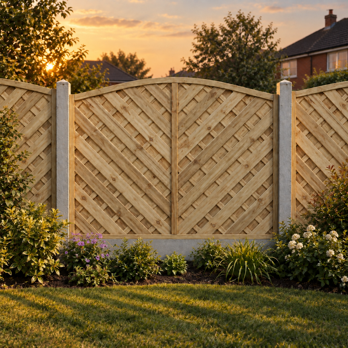 European Panel Model 14 6ft x 5ft 1828 x 1500 – evening garden view