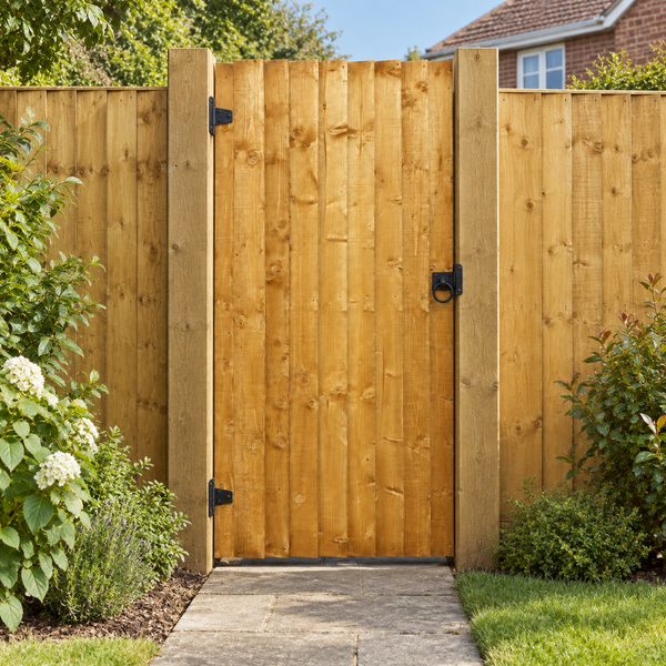 Fully Framed Feather Edge Gate 6ft x 3ft – day garden view