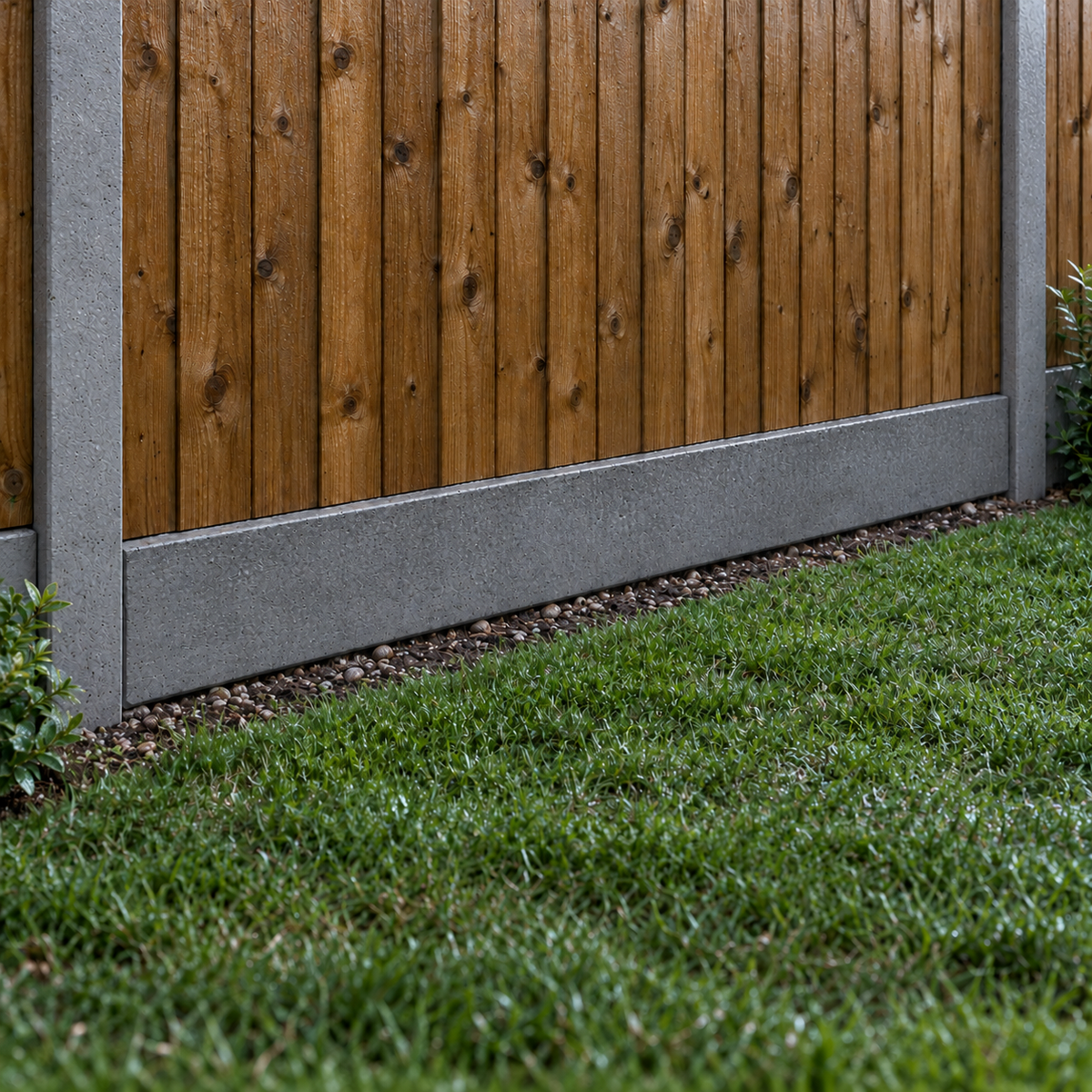 Gravel Board 6ft - Plain in a garden, rain light
