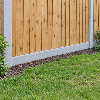 Gravel Board 6ft - Plain in a garden, overcast light
