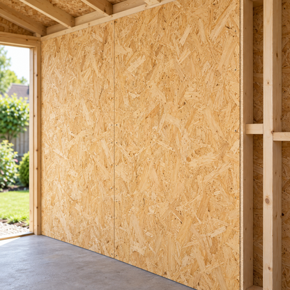 OSB3 sheathing on a garden building wall