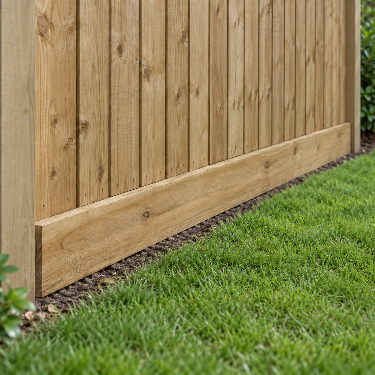 Timber Gravel Boards / Kickboards in a garden, overcast light