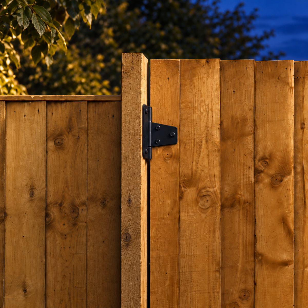 Timber Post in a garden, night light